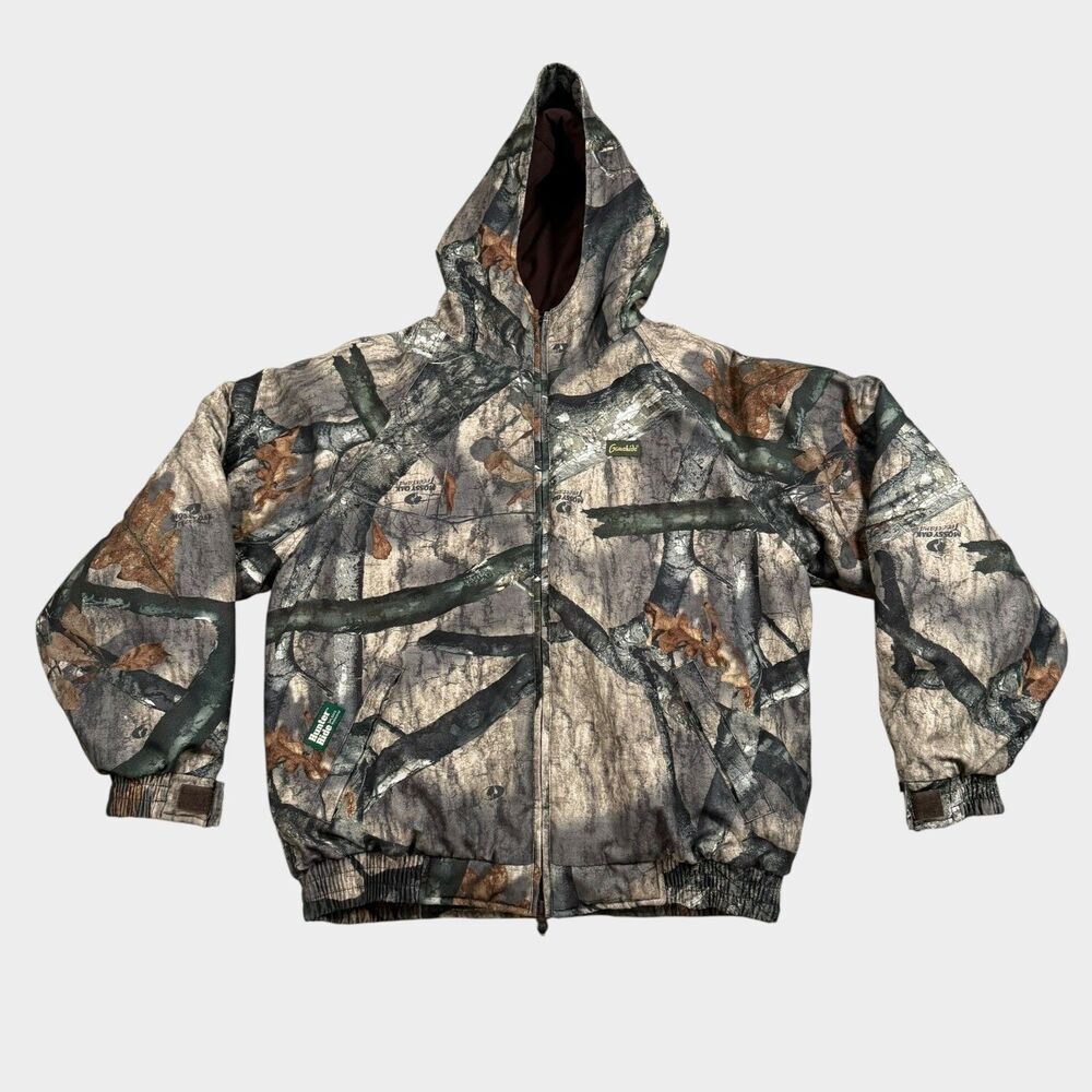 Gamehide Mossy Oak Treestand Camo Hunting Jacket Men XL Insulated Hooded Bomber